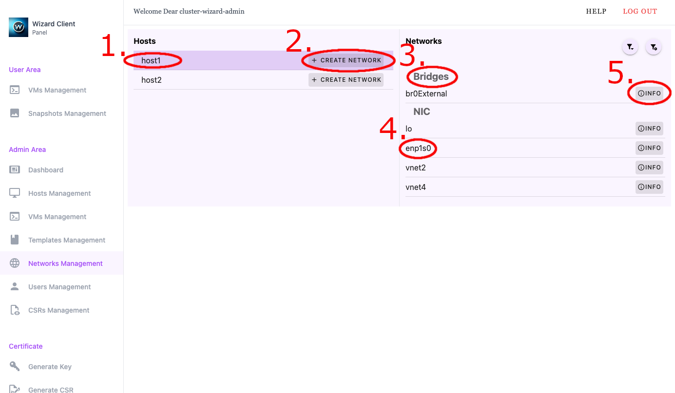 Wizard Client WebUI Admin Network Management
