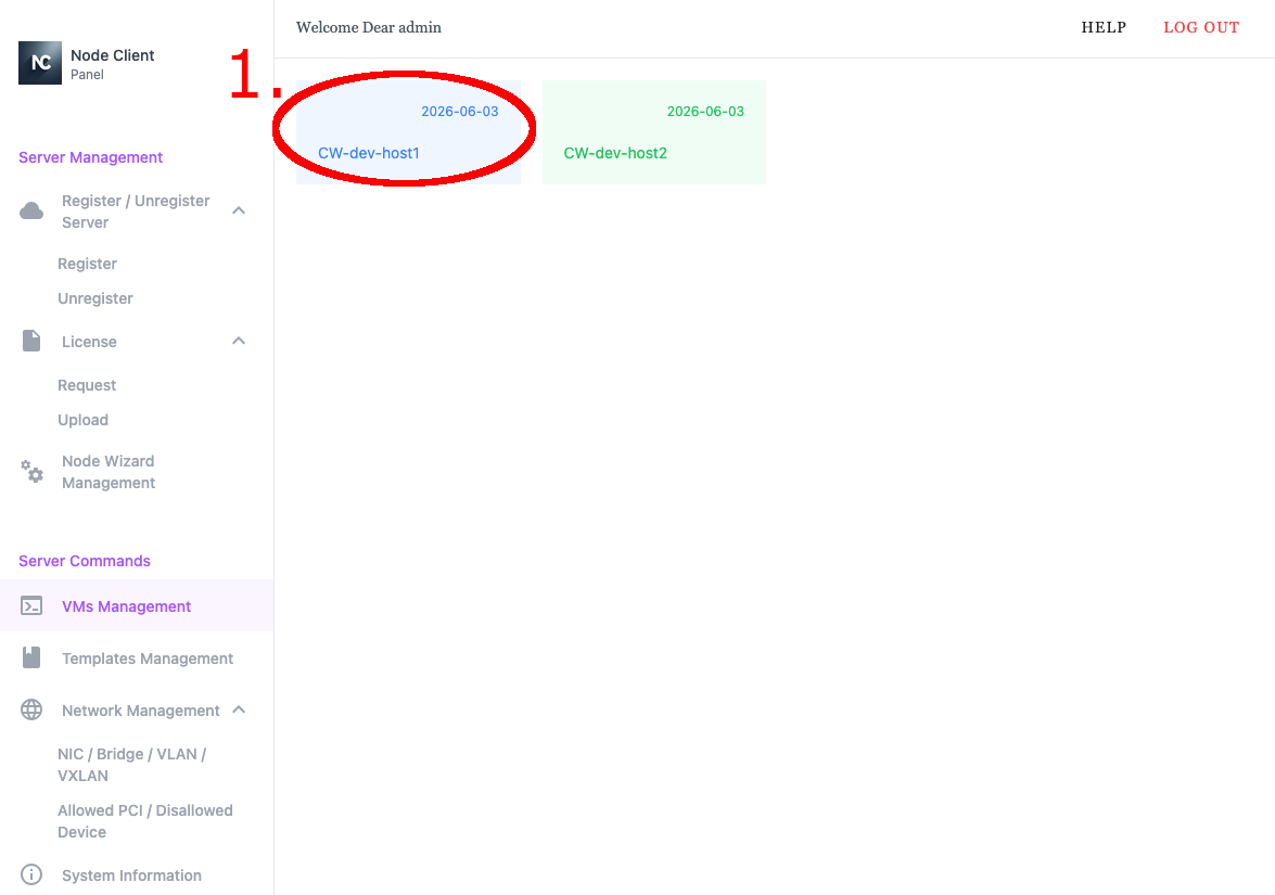 Node Client WebUI VM Management